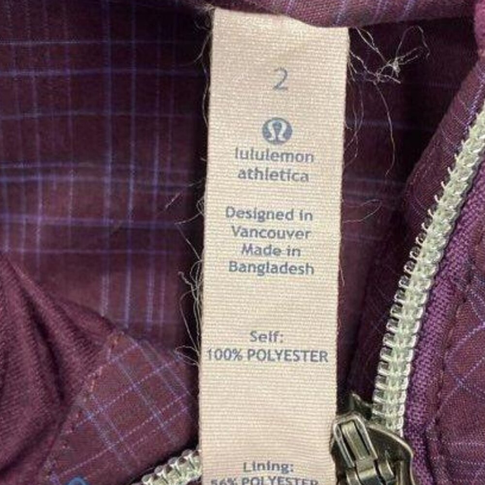 Lululemon Run Hustle Plum Purple Plaid Sz 2 Lightweight Water Resistant Jacket - Picture 6 of 11